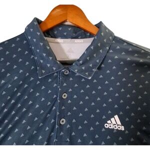 Adidas Golf Polo Shirt Men's XL Blue Geometric Performance Stretch